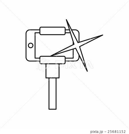 Taking pictures on smartphone on selfie stick icon 25681152