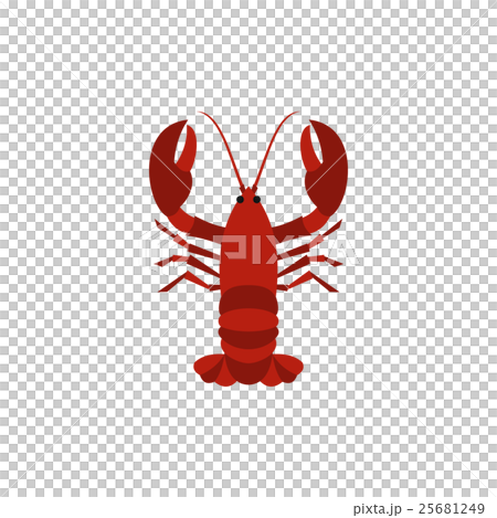 Boiled red crayfish icon, flat style Boiled red crayfish icon, flat style 25681249