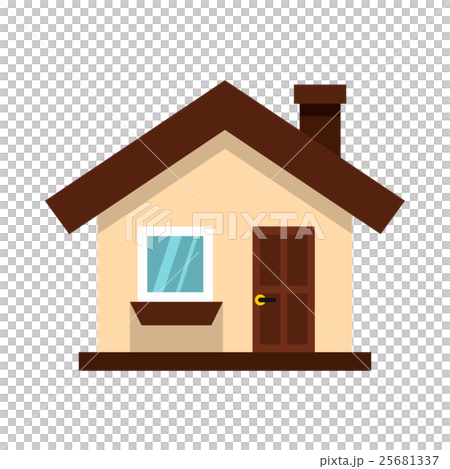 White cottage icon in flat style - Stock Illustration [25681337] - PIXTA