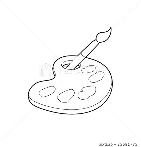 Watercolor and brush icon, outline style Watercolor and brush icon, outline style 25681775