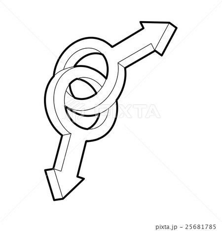 Two male gay symbols icon, outline style 25681785