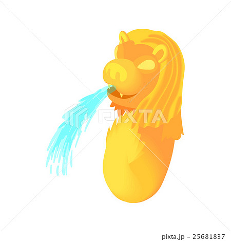 Statue of lion-fish Merlion icon, cartoon style 25681837