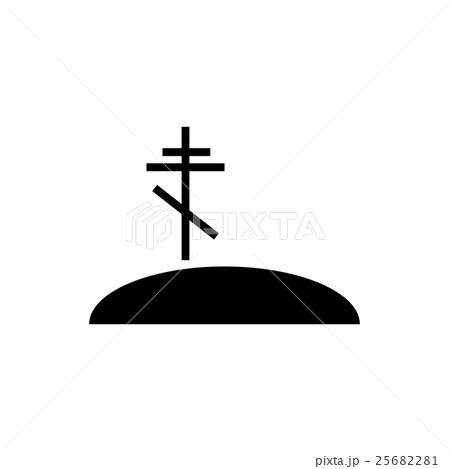 Grave with cross icon, simple style 25682281