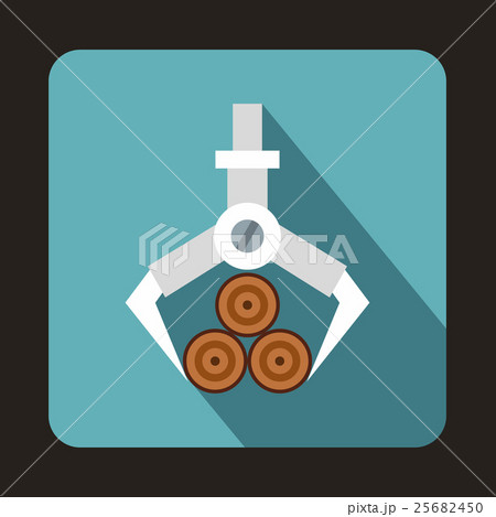 Hydraulic crane with log icon, flat style Hydraulic crane with log icon, flat style 25682450