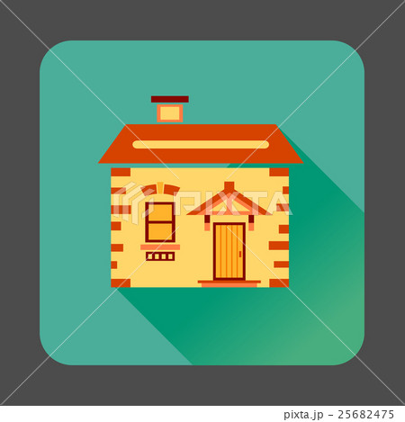 Small wooden house icon, flat style Small wooden house icon, flat style 25682475