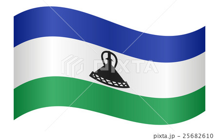 Flag of Lesotho waving on white background 25682610