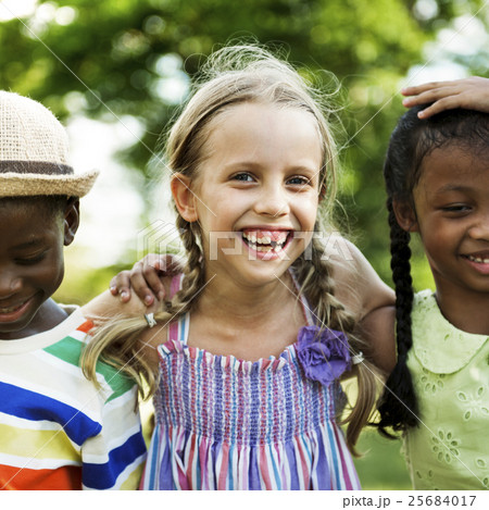 Child Friends Boys Girls Playful Nature Offspring Concept 25684017
