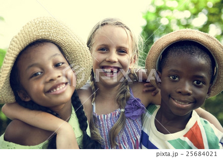 Child Friends Boys Girls Playful Nature Offspring Concept Child Friends Boys Girls Playful Nature Offspring Concept 25684021