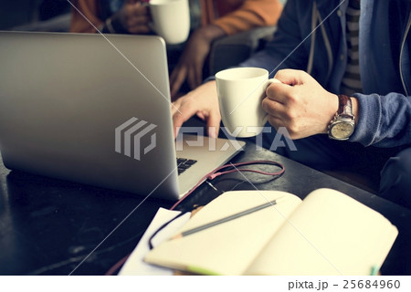 Businessman Working Holding Coffee Cup Concept Businessman Working Holding Coffee Cup Concept 25684960