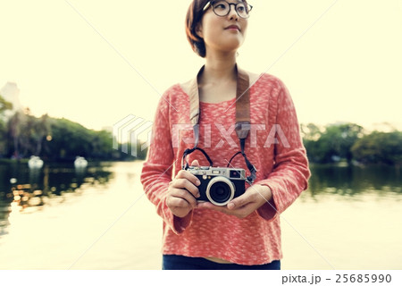 Girl Adventure Trip Traveling Holiday Photography Concept Girl Adventure Trip Traveling Holiday Photography Concept 25685990