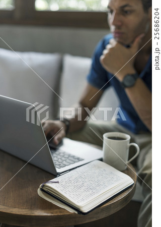 Man Working Coffee Shop Cafe Concept 25686204