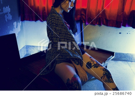 Tattoo Seductive Sexy Teen Girl Vogue Youth Concept Tattoo Seductive Sexy Teen Girl Vogue Youth Concept 25686740