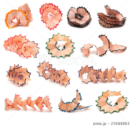 Set of shavings from green, red, blue pencils. Set of shavings from green, red, blue pencils. 25688863