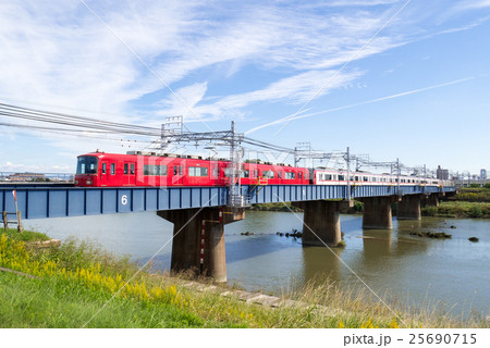 名古屋市西区・枇杷島・都市風景 名鉄名古屋本線 庄内川橋梁 名古屋市西区・枇杷島・都市風景 名鉄名古屋本線 庄内川橋梁 25690715