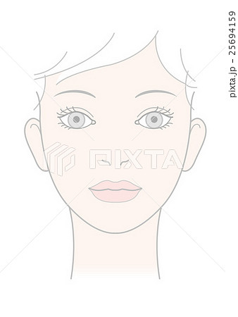 女性の顔 童顔 正面 開眼 イラストのイラスト素材