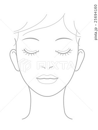 女性の顔 童顔 正面 イラストのイラスト素材 25694160 Pixta