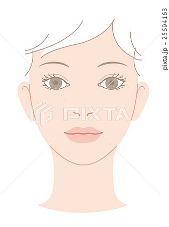 女性の顔 童顔 正面 開眼 イラストのイラスト素材 25694163 Pixta