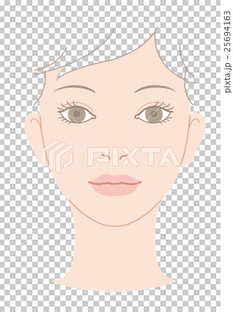 女性の顔　童顔　正面　開眼　イラスト 25694163