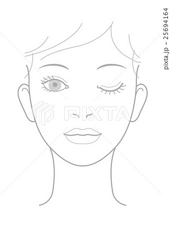 女性の顔 童顔 正面 ウインク イラストのイラスト素材 25694164 Pixta