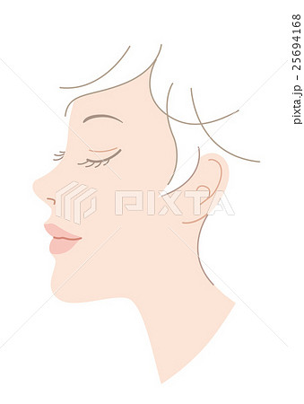 女性の顔 童顔 横顔 イラストのイラスト素材