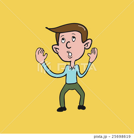 Man rising both hands cartoon drawing 25698619