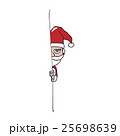 Santa hide behind the wall cartoon drawing 25698639