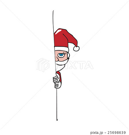 Santa hide behind the wall cartoon drawing - Stock Illustration [25698639]  - PIXTA