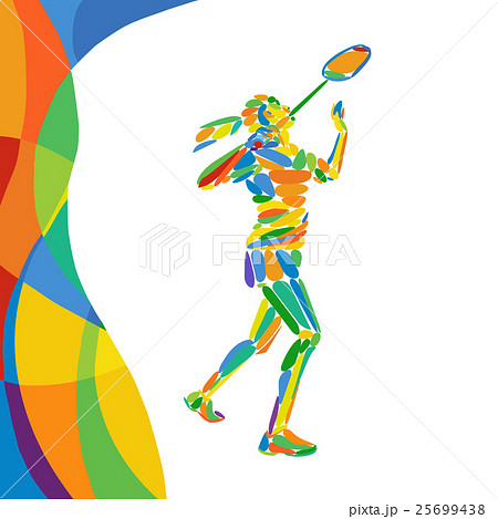 Abstract colorful pattern with Badminton player Abstract colorful pattern with Badminton player 25699438