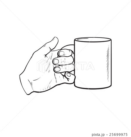 female hand holding a cup with hot beverage 25699975