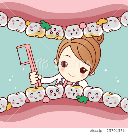 cartoon dentist doctor clean tooth 25701571
