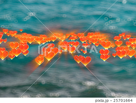 Red gem hearts isolated on blurred marine sea 25701664