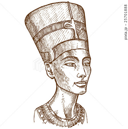 Bust of Nefertiti hand drawn Bust of Nefertiti hand drawn 25701888