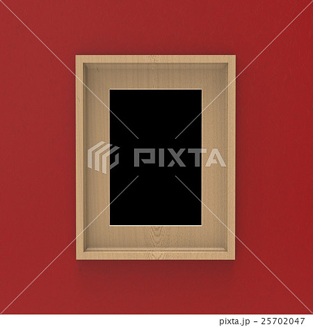 blank wooden frame on red wall . 3d illustration blank wooden frame on red wall . 3d illustration 25702047