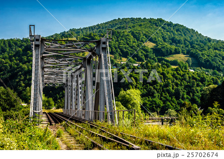 metal bridge in Carpathian countryside metal bridge in Carpathian countryside 25702674