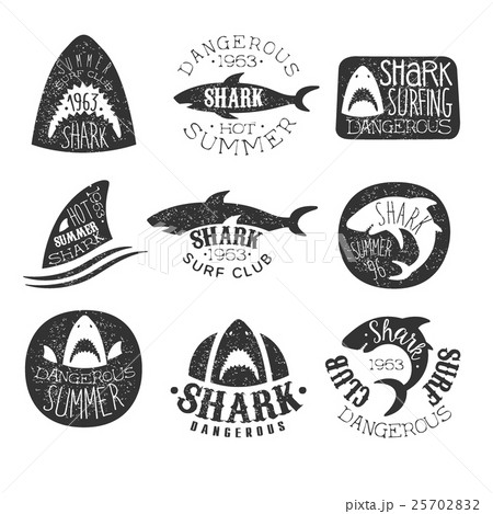 Dangerous Shark Surf Club Set Of Black And White Dangerous Shark Surf Club Set Of Black And White 25702832