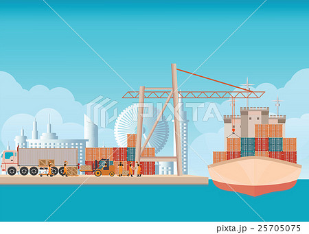 Loading containers on a sea freight cargo ship  25705075