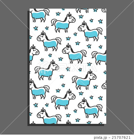 Greeting card with unicorn and stars Greeting card with unicorn and stars 25707621