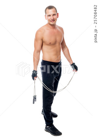 sportsman with a rope on a white background 25708482
