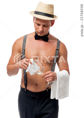 waiter with a naked torso rubbing  25708506
