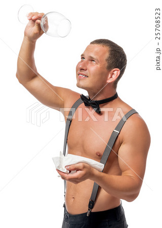 the waiter was staring at a glass isolated 25708523