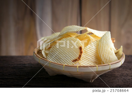 Potato chips in a basket Potato chips in a basket 25708664