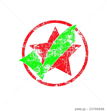 green check in red cycle with star grunge  25708896