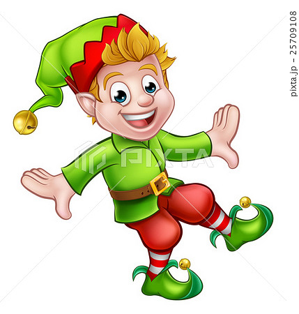 Christmas Elf Cartoon Characterのイラスト素材