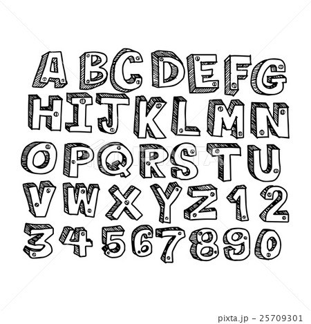 doodles font Handwritten in 3d style doodles font Handwritten in 3d style 25709301