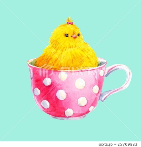 Cute yellow chick in a cup 25709833