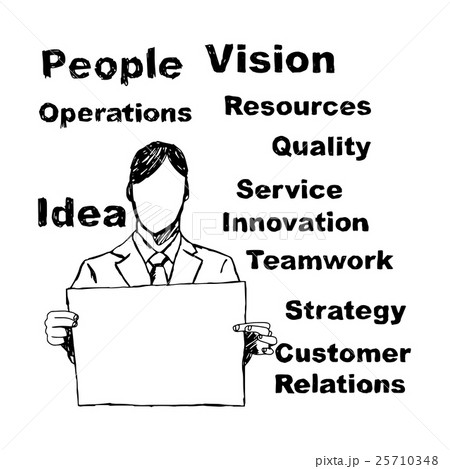 doodles of businessman holding blank sign  25710348