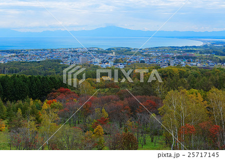 紅葉の天都山より網走市街と知床連山を望む 紅葉の天都山より網走市街と知床連山を望む 25717145