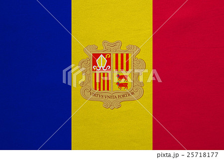 Flag of Andorra real detailed fabric texture 25718177