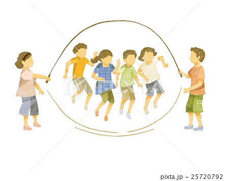 縄跳びをする子供たち 日本人 のイラスト素材