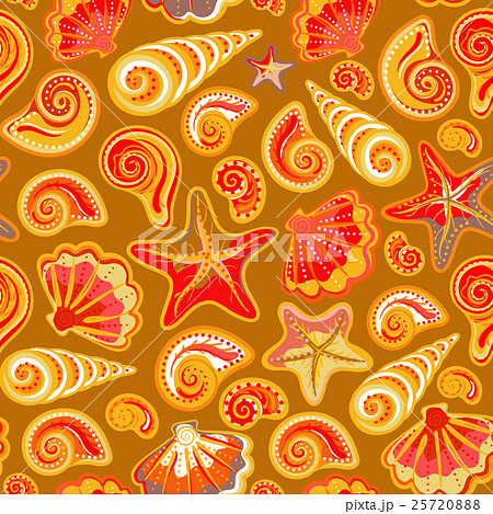 Seamless pattern with sea shells and starfish in Seamless pattern with sea shells and starfish in 25720888